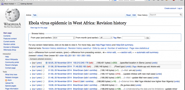 Wikipedia Edit on Ebola Virus Epidemic in West Africa